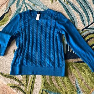 Talbots Vibrant Blue Cable Knit Sweater